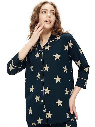 Image of WEET Women's Star Printed Cotton Night Suit Set