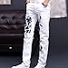Men's Stretch Embroidered Jeans Floral Ripped Skinny Distressed Jeans Destroyed Slim Rose Fashion Jeans Pants (White,30)