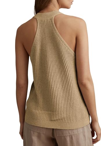 Image of Womens Button-Front Sweater Vest Top V Neck Sleeveless Knit Tank Fitted Halter Raceback Cardigan Vest