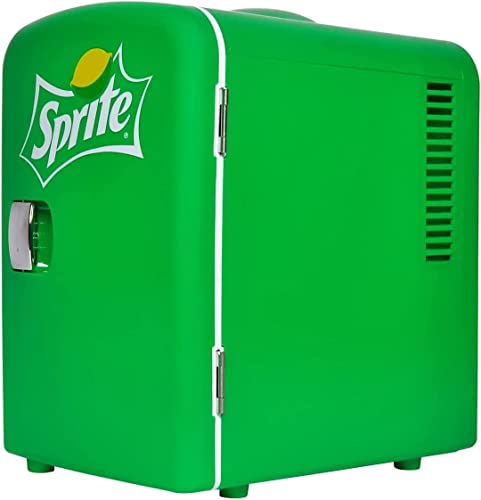Coca Cola SP04 AZ Sprite 4L 6 Can Portable Cooler/Warmer, Compact Personal Travel Mini Fridge for Snacks Lunch Drinks Cosmetic, Includes 12V and AC Cords,Desk Accessory (Green)