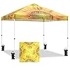 Eagle peak pop up canopy tent with wheeled carry bag 8 stakes 4 ropes 4 weight bags easy set up tent canopy 10×10 ft 100sqft of shade sun flower  urban country home decor