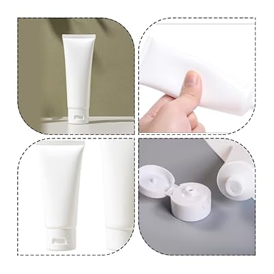 24PCS White Empty Refillable Plastic Soft Tubes Squeezable Bottle Packing Cosmetic Sample Container Jars Storage Holder For Facial Cleaner Shampoo Shower Gel Body Lotion Hand Cream 20ml/0.67oz