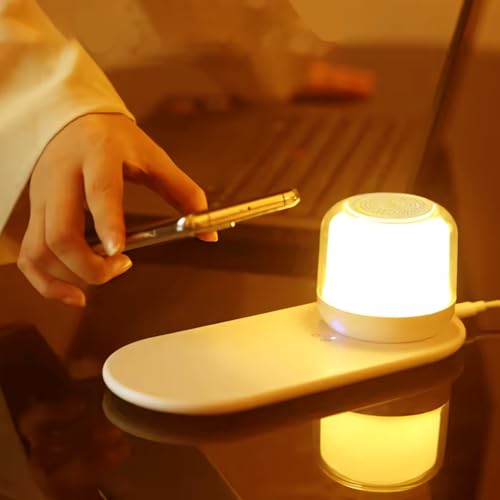 Wireless Charger Night Light Lamp – Smart LED Bedside Lamp with Bluetooth Speaker, APP Control, Dimmable RGB Mood Light, Fast Charging for Bedroom, Office, Home Décor 5 41RCcoVE4QL