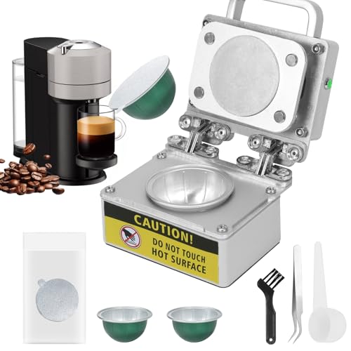 KOSIMAI VertuoLine Reusable Capsule Kit with Heat Sealing Machine &ndash; Save & DIY Your Coffee, Eco-Friendly Refillable Starter Set for Nespresso
