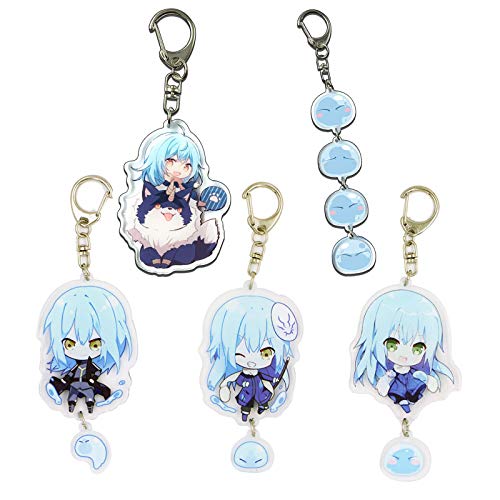 CAFINI 2PC Rimuru Tempest Schlüsselbund Anime Damals Wurde Ich Als Schleim Schlüsselring Anhänger Acryl Cartoon Anhänger Student Schultasche Anhänger Wiedergeboren Cover