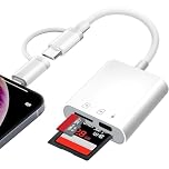 [Apple MFi Certified] SD Card Reader, Lightning & USB C SD Card Reader for iPhone with SD&TF Dual Slot and Charging, Camera Card Viewer Memory Card Reader for iPhone 17/16/15/14/iPad/Macbook/Andriod