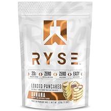 RYSE Loaded Protein Pancake & Waffle Mix - Banana - Naturally Sweetened Breakfast with 21g Protein, 3g MCTs and 2g Fiber - No Added Sugar - High Protein Snack for Clean Energy - 6 Servings