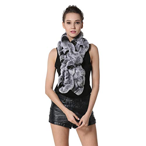 KAISHIN Real Fur Scarf for Women Rex Rabbit Fur Long Scarves Ladies Winter Thickening Warm Collar3