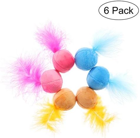 TANGDIAABBCC UEETEK Cat Feather Ball, Catnip Ball Interactive Toys with Bell for Kitten, Pack of 6