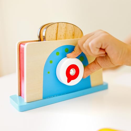 Melissa & Doug Bread and Butter Toaster Set (9 pcs) - Wooden Play Food and Kitchen Accessories - image 2