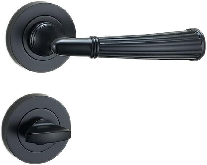 Door Knob Lever Invisible Door Lock Single Door Levers Door Handle Without Key Forbedroom Bathroom Study Room Hallway Closet Door Lock with Handle (Color : Black Type A)