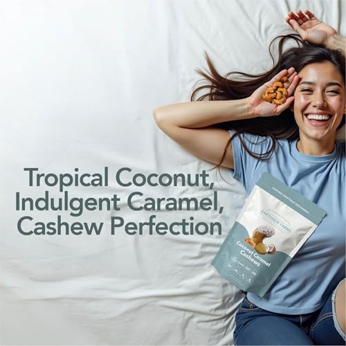 Image of Earthside Farms Coconut Caramel Cashews Snack Packs, No Sugar Added Keto Friendly Nuts, Vegan Gluten Free Non GMO Low Carb Snack, Plant Protein Treat, 4oz Resealable Bags, 10 Count