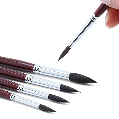 Transon Squirrel Hair Round Paint Brush Set for Watercolor Gouache Ink Acrylic Art Painting Short-Handle by TRANSON - Image 7