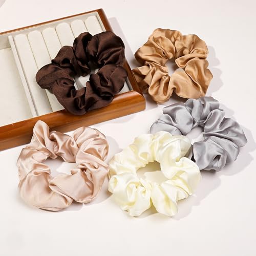 Image of Hair Ties Scrunchies for Women's, Big Scrunchies Both for Thick Hair or Thin Hair Curl Hair No Crease Ponytail Holder No Hurt Your Hair