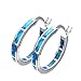 925 Sterling Silver Women's Hoop Earring,White and Blue Earring For You choose Perfect Match (Sterling Silver Blue Earring)