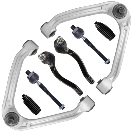 Image of Detroit Axle - Front End Suspension Kit for 2006-2010 INFINITI M45 M35, 2 Upper Control Arms with Ball Joint 4 Inner Outer Tie Rod Ends 2 Tie Rod Boots 2007 2008 2009 Replacement