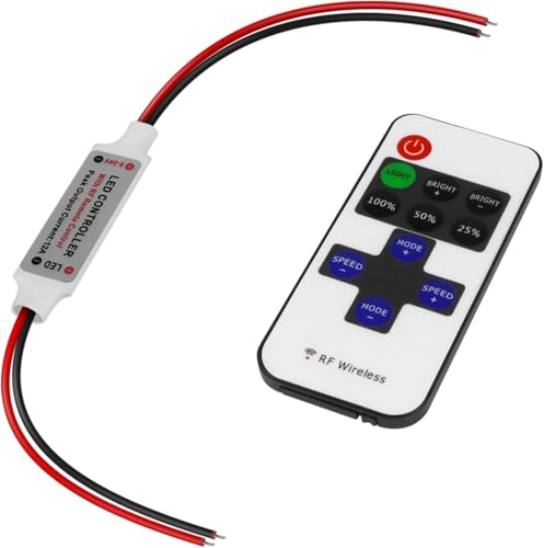 Image of Mini RF LED Dimmer Wireless Remote Controller with Wire for Single Color Strip Light 5v 12v 24v DC 12A Brightness Control for 2835 3528 5050 LED Lights