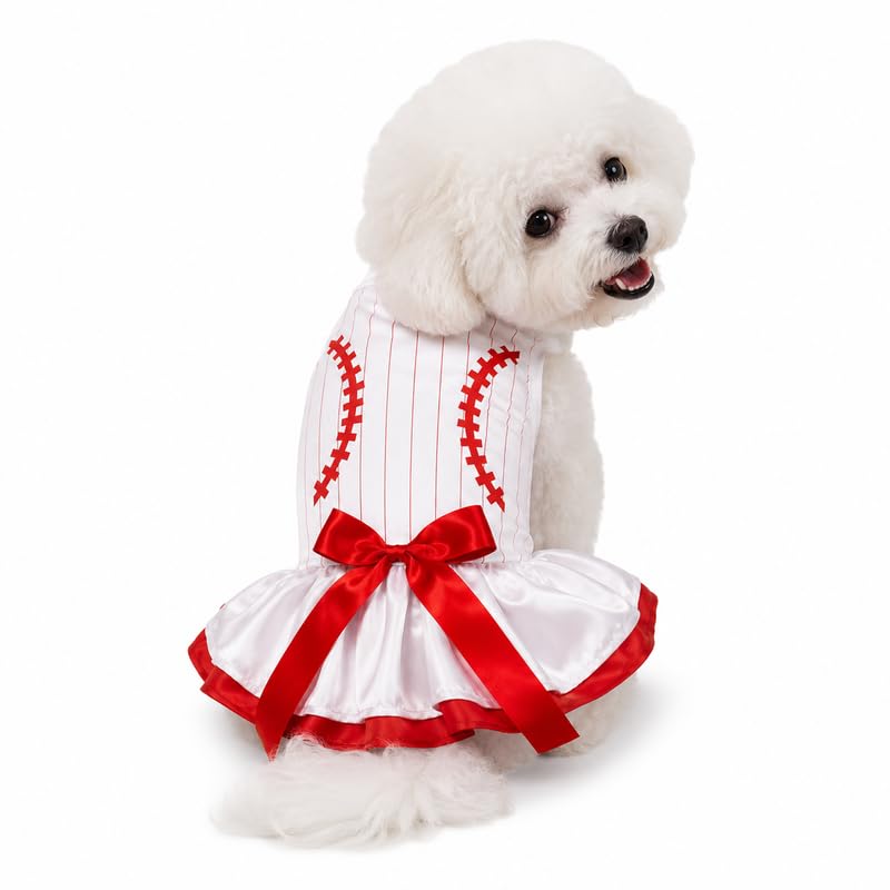 Robe imprimée baseball pour chien à rayures rouges et blanches confort XXXL