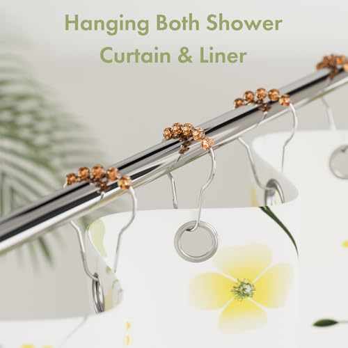 Image of Amazer Shower Curtain Hooks, Decorative Shower Curtain Hooks, Amber Shower Curtain Rings Rustproof Stainless Steel Shower Hooks for Shower Curtain Liner Shower Rod Hook 12pcs