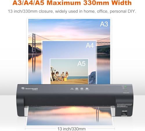 Bonsaii 13 Inch Laminator Machine for 11x17 Paper & A3 Laminating Sheets, Never-Jam Technology, 3 Heat Settings, NTC Control - Plastifieuse Thermique for Home, Office, School, L318 image 4