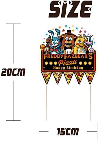 Decorations for FNAF Happy Birthday Pizza Cake Topper, Theme Cake Decorations - 1 Count