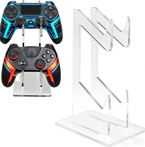 2-stufiger Controller Ständer aus Acryl - Universeller Controller Halter für Gamepads - Transparenter Desktop Organizer für Gaming-Zubehör Headset & Zubehör - für Schreibtisch Setup & E-Sports Raum
