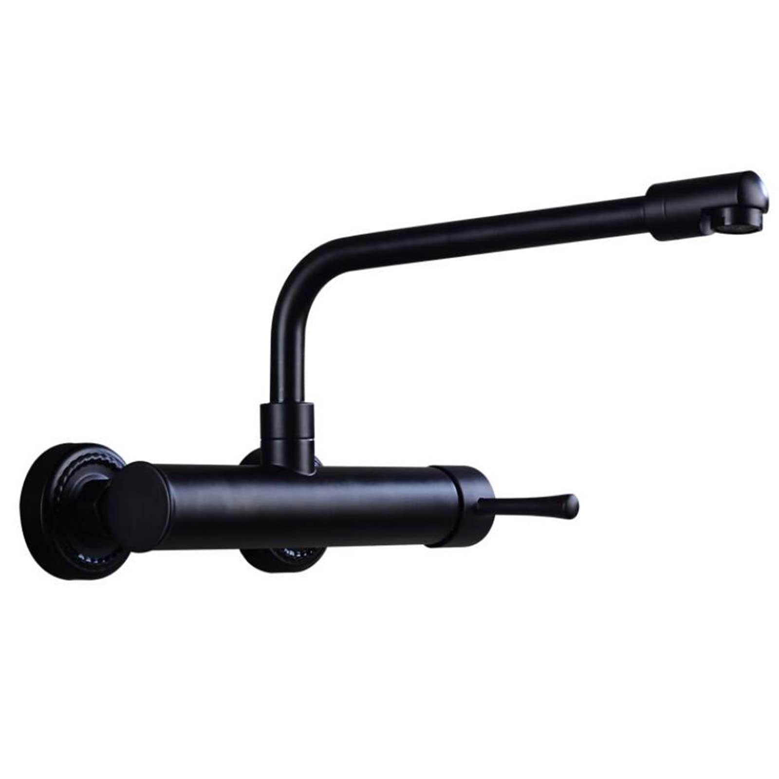 ZYCHSJXA Wall Mount Kitchen Faucet Brass Hot and Cold Swivel Double Hole Faucets Black-28Cm(20CM)