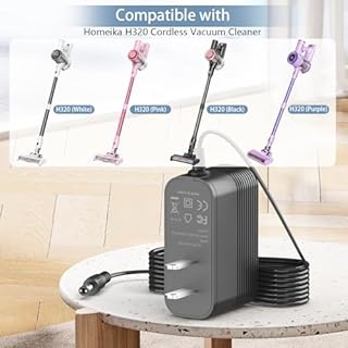 Charger for Homeika Cordless Vacuum, AC Adapter Compatible with Homeika H320 H 320 22.2V 2200mAh Li-ion Battery 200W 20Kpa Cordless Handheld Stick Vacuum