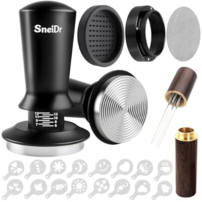 SneiDr Kit Cafe Barista 51mm Set 21 Piezas Tamper 51mm Espresso Calibrado Con Resorte Anillo Dosificador Puck Screen Herramienta WDT Alfombrilla Tamper Plantillas Latte Art Accesorios Barista | Ya disponible en tu tienda friki favorita! En mundofriki.es!
