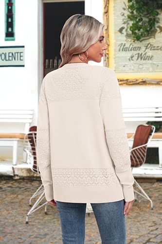 Jouica Women's Cardigan Sweaters 2025 Long Sleeve Cardigans for Women Lightweight Trendy Corchet Hollwed-Out V-Neck Sweater4
