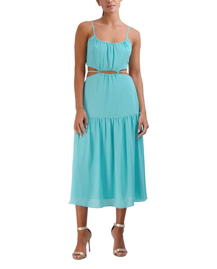 BCBGeneration Women's Scoop Neck Gathered Skirt Spaghetti Maxi Dress, Aqua,  XX-Small at Amazon Women's Clothing store