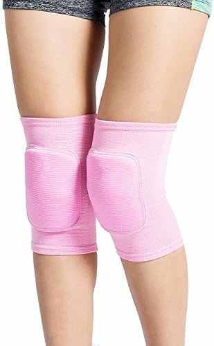 Soft Kneepads Cotton Volleyball Tennis 1 Pair-Women Pole Dance Yoga Knee Protector Guards for Athletic Use Adult Cycling Gym Workout Exercise Skating Knee Brace Support With Sponge (Pink, L)