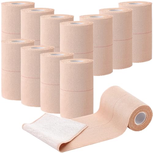 Geiserailie 12 Rolls 4 Inches Elastic Tape Adhesive Elastic Tape Self Adhesive Bandage Wrap Flexible Stretch Bandages for Sports Ankle Knee and Wrist Animal Pets Protection 5 Yards