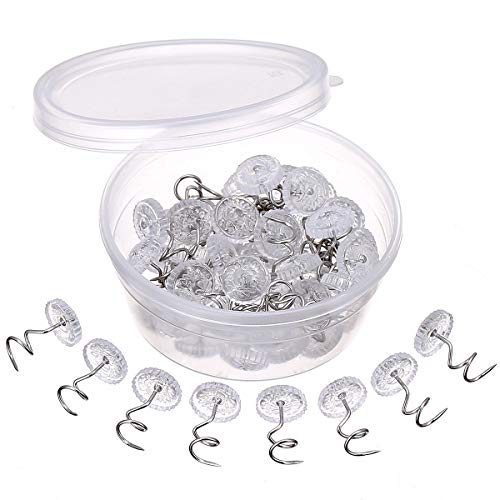 image for Akstore 60 Pcs Dust Ruffle Pins Bed Skirt Pins Clear Heads Twist Pins 