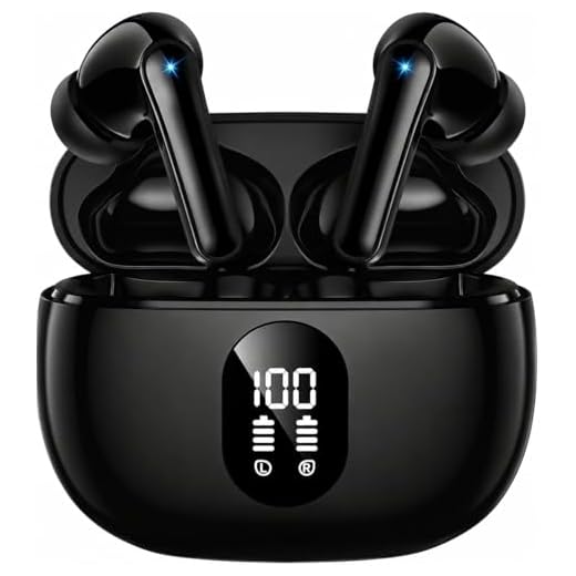 Wireless Earbuds Deep Bass Sound Ear Buds, Bluetooth 5.3 Headphones 48H Playtime, LED Display Earphones with Mic, IPX7 Waterproof Lightweight in-Ear Buds, Touch Control for iPhone TV Laptop Black