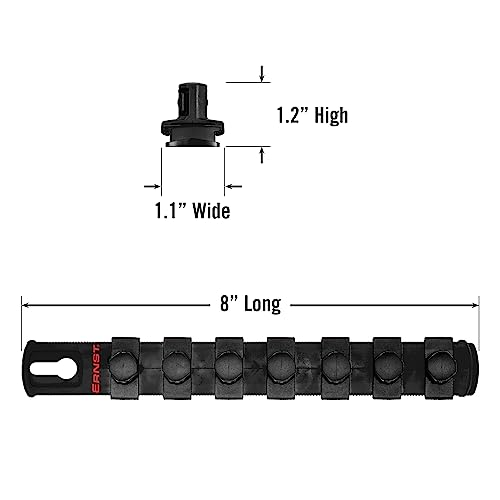 Image of Ernst Manufacturing 8-Inch Magnetic Socket Organizer with 7 1 /2-Inch Twist Lock Clips, Black (8428M-Black-1 /2)