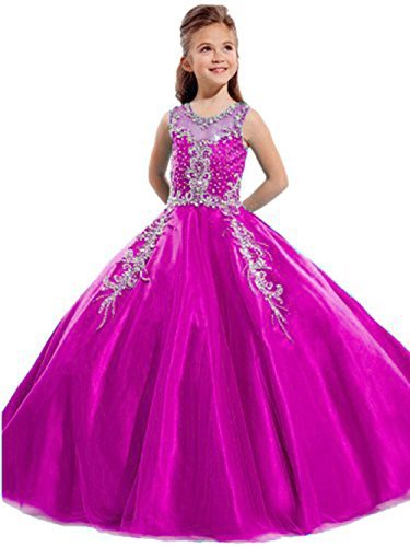 Aisha Girls' Jewel Beading Ball Gown Girls Pageant Dress Christmas