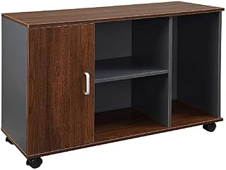 HOMCOM File Cabinet with Rolling Wheels, Printer Stand with Wooden Documents Storage Chest for Home Office
