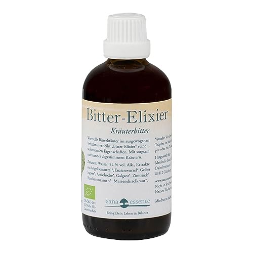 Sana Essence Bio Bitter-Elixier – Bittertropfen mit Bitterkräutern – Zur Unterstützung der Verdauung – Natürliche Bitterstoffe – Vegan & ohne Zusätze 200 ml