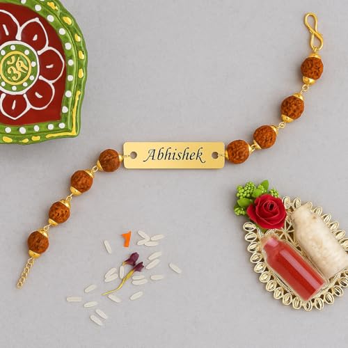 Image of Men's Personalized Wallet with Name Rakhi. Customized Slim Stylish Leather Purse with Metal Name Plate & Charm I Rakhi for Brother and Bhabhi Eco Friendly Rakhi Fo Bhai, Brothers Rakhi