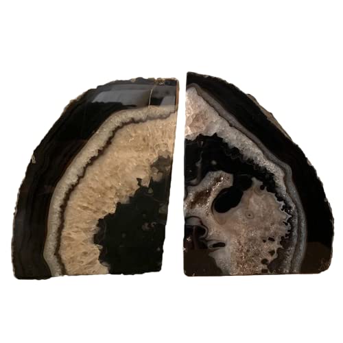 JIC Gem Agate Bookend Pair with Rubber Bumpers