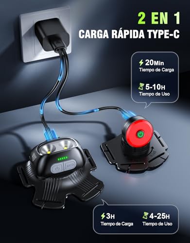 Mohard Luz Running con Luz Trasera, 500LM Recargable, Luz para Correr de Noche con 9 Modos & Haz Ajustable de 45°, Impermeable IPX4, Chaleco Reflectante 360° para Caminatas Nocturnas/Trote/Senderismo - imagen 4