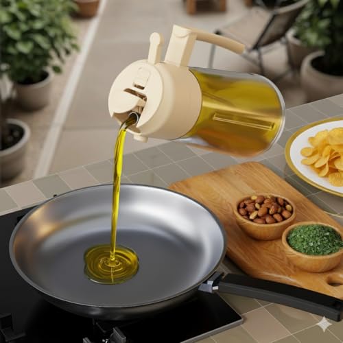 Image of Clazkit 2-in-1 Oil Dispenser & Sprayer for Kitchen, 500ml Food-Grade Plastic Oil Bottle with Non-Drip Spout, Ergonomic Grip, Leak-Proof Lid, Easy Refill Wide Mouth, Lightweight