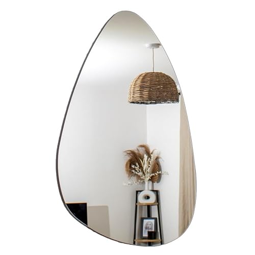 Darthome Frameless Pebble Glass Wall Mirror 70x50cm Irregular Shaped Modern Home Decor