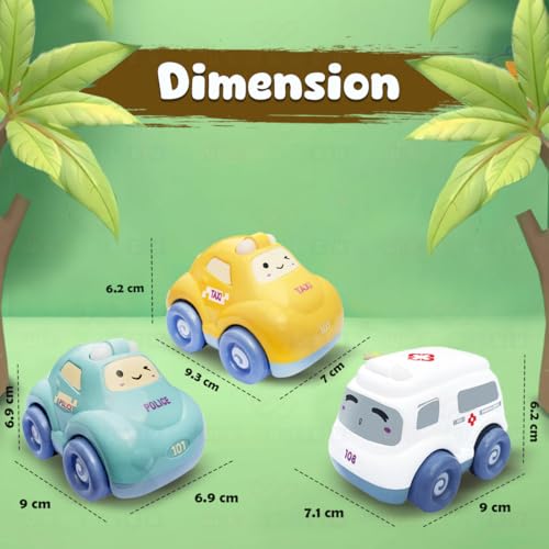 Image of Wembley Pull Back Toy Car For Kids Toddlers 2+ Years With Siren Sound & Light Of Ambulance Police And Fire Brigade Toy Cars With Inbuilt Batteries Birthday Gift For Boys Girls Pack Of 3, Multicolor