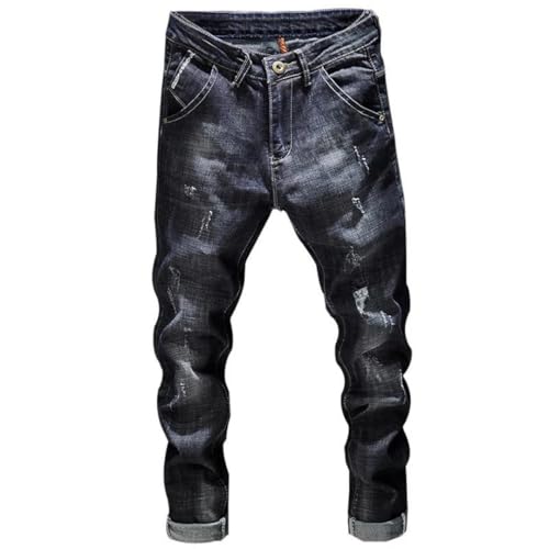 Men Dark Stretch Slim Fit Distressed Streetwear Denim Pants Casual Retro Biker Jeans4