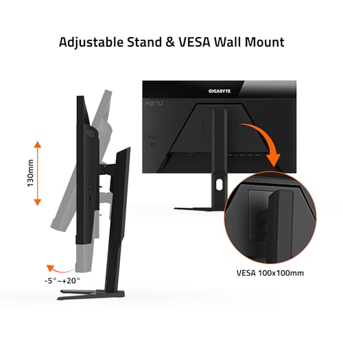 Image of GIGABYTE M27U - 27 inch IPS Gaming Monitor - UHD 3840x2160-160Hz - 1ms MPRT - AMD FreeSync Premium Pro - Type C KVM - HDMI, DP, Type C - Height Adjustable - Black (M27U-SA)