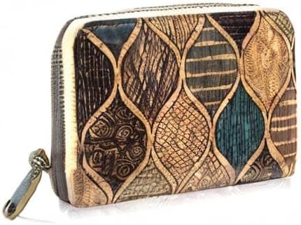 Miniatura 8 de boshiho Cartera de corcho vegano, diseño delgado de cremallera con tarjetero y bolsillo para monedas, regalo vegano ecológico