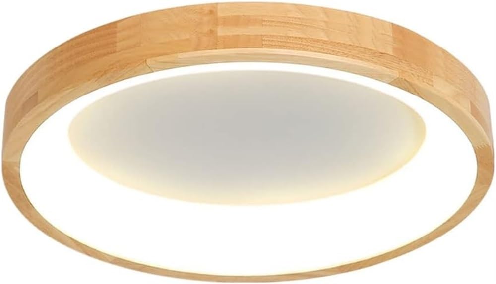 Plafonnier LED en bois nordique rond moderne encastré pour salon de 40cm