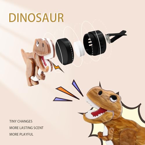 Image of ORIESSE Dinosaur Car Accessories,Cute Cartoon Car Air Freshener Vent Clip,Funny Dashboard Decor for Women Teens,Refillable Aroma Diffuser with T-Rex Design